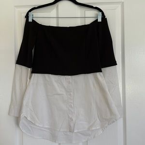 Do+Be off the shoulder dress shirt. Size medium